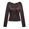 Nuevo Top Térmico de Manga Larga para Mujer Otoño e Invierno, Camiseta Delgada de Cuello Cuadrado, Camisa Base para Interiores, Camisa Base de Color Sólido