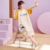Pijama de Manga Corta de Verano para Mujer Nuevo Holgado Talla Grande Hermana Gordita Camisón Pijama de Dibujos Animados Ropa de Casa