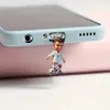 Plug de Pó para Celular Cruzado 2D Plano de Acrílico Ornamento Tipo Pingente de Gato Fofo Interface Oval Tipo-C Desenho Animado