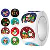 Rollo de Pegatinas Navideñas Rollo de Pegatinas 2.5cm Pegatina de Papá Noel Extraíble Impermeable Redonda Etiqueta de Felices Fiestas