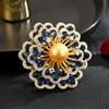 Nova indústria pesada de luxo elegante elegante zircônio completo Flor Begônia azul marinho elegante acessórios de casaco broche joias