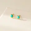 Pendientes de Plata de Ley S925 Nalan Moda Simple Turquesa Redondos Ondulados Pendientes de Combinación para el Viaje Diario M08392