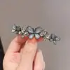 Novo Elegante Grampo de Cabelo Flor Esmaltada com Strass para Mulheres, Presilha Lateral para Franja, Presilha de Mola de Alta Qualidade para Meio Preso na Nuca