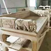 Cama Luohan de Olmo Branco sem acabamento Empurrar-puxar Corpo branco Cama toda em madeira maciça Sofá-cama Antigo Móveis Chineses Escultura
