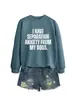Blusa de Moletom Redonda com Estampa de Letras Simples da Amazon "Tenho Ansiedade de Separação" Camada Base
