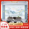 Panel de Pared Integrado para Sala de Estar de Toda la Casa Nuevo Estilo Chinoiserie Lujo Accesible Mármol de Imitación Pared de Fondo para TV Pintura de Paisaje Tablero de Cristal de Carbono Colgante de Pared