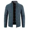 Amazon Otoño Invierno Europeo y Americano para Hombre Cárdigan de Felpa Gruesa Chaqueta Suéter Cuello Alto Tejido Cálido Chaqueta con Cremallera