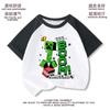 Camiseta de Manga Corta para Niños Minecraft Verano Niños Manga Media Tops de Algodón con Bloques de Color Moderno 7