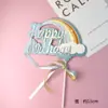 Color Globo Aerostático Niños Estrellas Cara Sonriente Nubes Escena Arcoíris Pastel de Cumpleaños Tarjeta Enchufable Mesa de Postres Enchufable