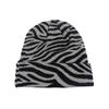 Gorro de lana transfronterizo nuevo para otoño e invierno, cálido, informal, versátil, moderno, para el frío, gorro de punto con patrón de rayas y cebra para mujer