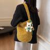 Bolsa Peluda de Grande Capacidade Nova Bolsa Peluda Feminina Bolsa de Balde Simples Bolsa de Ombro Fashionável Bolsa Transversal Portátil Feminina