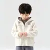 Roupas de Outono e Inverno para Crianças Novidade Veludo Austríaco Quente com Capuz Esportivo Solto Moletom para Meninos Tops Cardigan Roupas Infantis