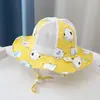 Chapéu infantil Verão Fino Respirável Guarda-sol Chapéu de pescador Aba grande Protetor solar ajustável Malha Chapéu para bebês meninos e meninas