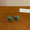 Pendientes ovalados verdes retro franceses, estilo cortesano, elegantes, combinables, con diseño de nicho, de alta gama para mujer.