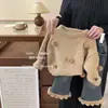 Conjunto de Suéter para Niña 2026 Invierno Nueva Moda Ropa de Punto para Niños Camiseta Base Conjunto de Dos Piezas Engrosado para Bebé Niña Moderno