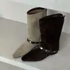 Nueva Colección Otoño/Invierno 2026: Botines Elegantes y con Estilo de Punta Redonda con Hebilla para Mujer, con Tacón Biselado y Longitud hasta Media Pantorrilla