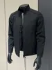 Jaqueta corta-vento slim fit com gola alta outono marrom escuro fosco casaco de negócios casual zíper bolso oculto linha de ombro