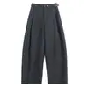 Pantalones grises de alta gama para mujer, nueva colección otoño/invierno 2025, de pierna recta, corte slim, de pierna ancha, mezcla de lana gruesa y estilo traje