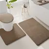 Juego de Baño de Tres Piezas de Terciopelo de Algodón con Espuma Viscoelástica, Hoja, Transfronterizo, Absorción de Agua, Alfombrilla Antideslizante para Piso, Alfombrilla para Inodoro