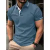 2026 Nuevo Transfronterizo Más Vendido Europeo y Americano Rayas Impresión 3D Cómodo Casual Transpirable Camisa Polo de Manga Corta para Hombre Venta al por Mayor