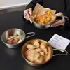 Tigela de Batata Frita de Aço Inoxidável, Estilo Ins Americano Industrial com Alça, Tigela de Lanche, Tigela para Frutas e Vinho de Arroz, Tigela de Frango Frito, Tigela para Comida Ocidental