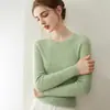 Suéter feminino gola redonda, prêt-à-porter de primeira linha, 100% cashmere, caimento justo, quente, camada base de malha justa