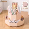Porta lápices creativo de nueve compartimentos recién actualizado, gran capacidad, contenedor de lápices giratorio, caja de almacenamiento para escritorio de oficina, porta lápices, lujo ligero y de alta gama