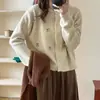 Cardigan de Tricô Fresco Tridimensional de Cereja Estilo Coreano Outono e Inverno Gola Redonda de Botão Único Suave Macio Cera Redutor de Idade Jaqueta Suéter