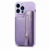Adecuado para Apple 16Pro Max Estilo Cremallera con Soporte para Tarjetas de Borde Recto Funda Trasera para Teléfono con Ranura para Tarjetas Iphone15/14