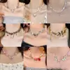 Nuevo Collar Dulce de Cuentas Dopamina Estilo Dulce Fresco Mariposa de Metal Gota de Aceite Esmaltada Cadena para Clavícula Cadena para el Cuello Ins para Mujer