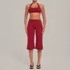 Conjunto de Yoga Sujetador Deportivo de Tirantes Color Arena Otoño Pantalones Cortos Ajustados de Secado Rápido de Cintura Alta Ropa de Yoga Conjunto 5423+7311