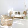Sofá de Exterior Mobiliário para Vila com Pátio ao Ar Livre Impermeável Jardim Externo Lazer Combinação de Sofá e Mesa de Centro em Rattan Sintético