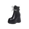 Novas Botas Martin de Solado Grosso Outono e Inverno para Mulheres, Botas Curtas com Salto Super Alto e Aumento Interno de Altura de 16cm, Botas Plataforma com Cadarço para Mulheres