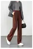 Pantalones Casuales de Pierna Ancha para Mujer, Otoño e Invierno 2026, Tencel y Lana, Anti-Arrugas, Caída Suave, Cintura Alta, Adelgazantes, Pierna Recta, para Mujeres Altas