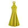 Moda Femenina Europea y Americana Transfronteriza Za Aliexpress Lo Más Vendido Verano Nuevas Llegadas, Vestido Elegante y Versátil de Cuello Halter con un Ambiente Único
