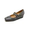 Sapatos de Plataforma Femininos de Salto Baixo 2026 Outono Novo Estilo Bico Quadrado Sapatos de Salto Baixo Versátil Casual Moda Tira Única Sapatos de Mãe