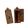 Colgante Thangka Tibetano Concha Cobre Chapado en Oro Incrustaciones de Diamante Budas de Doble Cara Amuleto Caja GAU Caja Vacía Impermeable para Transportar