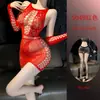 Lencería Erótica para Mujeres Jóvenes, Atuendo Sexy de una Pieza de Malla, Medias de Malla Seductores y Apasionados con Abertura en la Entrepierna, Una Pieza de Seda Negra, Al por Mayor
