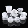 Juego de Té Glaseado Taza de Té de Jade Blanco Regalo para Hogar u Oficina Tetera de Porcelana de Jade Cuenco de Cristal para Kung Fu Caja de Regalo Venta al por Mayor