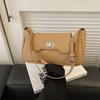 Bolsa feminina retrô de textura nova 2023 cor sólida modelagem fecho de encaixe ombro único axila bolsa de mão bolsa quadrada pequena para mulheres