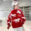 Roupas de inverno para meninos: suéter de tricô jacquard com padrão de losangos e gola média, espessado para aquecimento, coleção outono/inverno 2026, suéter de base quente para meninos, estilo transfronteiriço