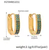 Brincos de Aço Inoxidável Banhados a Ouro 18K Coloridos com Zircônia Estilo Europeu e Americano Novo Brincos da Moda Brincos para Mulheres