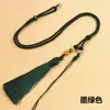 Cuerda de cordón con colgante de borla tejida a mano Cuerda de cera de abeja de jade dorado para hombres y mujeres, cordón de collar con hebilla de jade ajustable, cordón de borla