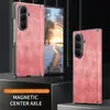 Adequado para Capa de Celular Samsung Zfold8Ultra, Proteção Magnética do Eixo Central, Anti-Queda, Capa Protetora de Couro Liso para iPhone Duo