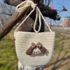 Bolsa Pequena Infantil Estilo Coreano Verão Bolsa de Palha para Meninas Moda Bebê Mini Bolsa Transversal Bolsa para Passeio de Meninas Bolsa de Praia