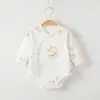 Macacão de Manga Comprida para Bebê Primavera e Outono Macacão de Algodão Puro Roupas para Recém-Nascido Macacão Triângulo Básico de Outono e Inverno para Bebê