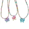 Collar de Mariposa de Cuentas de Colores Estilo Y2K Milenio Chica Hot Outfit Chica Dopamina Cadena para Clavícula Dulce Fresca Verano