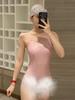 Elegante Traje de Baño Sirena Simple Adelgazante de Corte Slim para Niña Traje de Baño Sirena Pecho Pequeño Sexy Espalda Descubierta para Mujer
