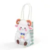 Bolsa de tela DIY de oveja de dibujos animados, bolsa pequeña para envolver regalos, bolsa de papel de oveja linda, 10 piezas/paquete