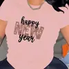Camiseta Casual Feminina de Algodão Puro 180g com Gola Redonda e Manga Curta Estampada de Algodão Europeia Americana Sudeste Asiática